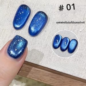 ยาทาเล็บเจลแคทอายสีฟ้า 1-9 ชิ้น รุ่น WS Sparkling Milky Way สีฮิตประจำฤดูหนาว สีน้ำตาลเขียว ประกายเงางาม สำหรับตกแต่งเล็บ