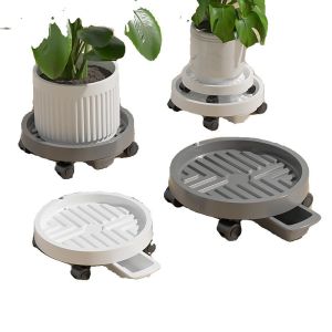 Thickened Plastic Mobile Flower Pot Tray with Universal Wheels Water Catching Tray Load Bearing Base Pad for Potted Plants