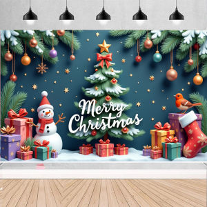 Large Polyester Merry Christmas Banner Outdoor and Home Garden Decorations for New Year Holiday Party Backgrounds