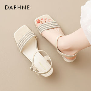 Daphne | Black Square Toe Summer New Crystal High Heels Fine Heel