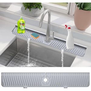 Silicone Faucet Water Catcher MatsKitchen Sink Spill-Proof Drying PadsAnti-Slip Drain and Splash Guard Water Catcher Mat