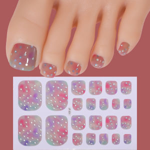 22Tips/Sheet Baking Free Toe Nail Stickers Marbled Dream Ocean Design Full Cover Toenail Wraps Adhesive Summer Girl Foot Decals