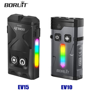 BORUiT EV10/EV15 Flashlight LED Rechargable Light RGB Atmosphere Lights EDC Keychain  Magnetic Camping Fishing Torch Emergency