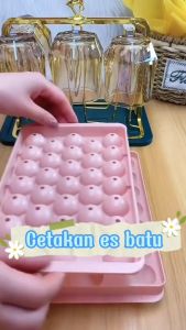 CETAKAN ES BATU KOTAK SILIKON + TUTUP 6142436 / CETAKAN JELLY ES BATU 33 BULAT PLASTIK