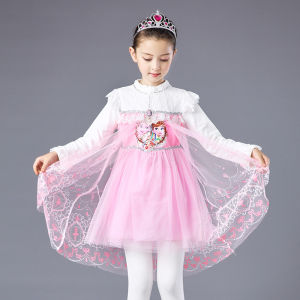 Váy Công Chúa Dày Lót Lông Cừu Mùa Đông Cho Bé Gái Váy Elsa Frozen Phong Cách Biểu Diễn Lễ Hội Giáng Sinh Váy Công Chúa Cho Trẻ Em