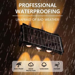 Chenben LED Đèn tường năng lượng mặt trời IP65 Ngoài Trời đèn chống nước lên và xuống Đèn tường màu trắng ấm Đèn hàng rào trang trí vườn LED Bên Ngoài Lịch Thi Đấu Cho Nhà Đường Phố Sân Chiếu Sáng