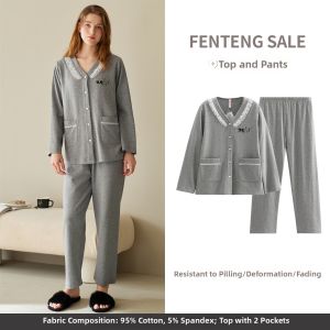 FENTENG | Antibacterial Cotton Leisure Plus Size Sleepwear Set