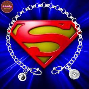 🌈AAbaby Galleries AA219 Original Baby Silver Anklet Bracelet Superman 超人Rantai Tangan/Gelang Bayi