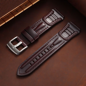 For Seiko 18mm 20mm 22mm 24mm Brown Vintage Oil Wax Leather Universal Stitching Cowhide Strap for Omega Business Men Watch Band