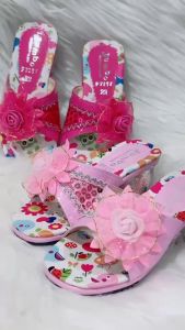 รองเท้าส้นแก้วเด็กรองเท้าส้นสูงเด็ก size 22-30 รองเท้าเจ้าหญิงหน้าโบว์ สำหรับเด็ก