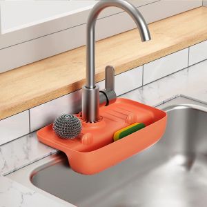 Kitchen Faucet Mat for Sink Sponge Drain Rack Silicone Sink Mat Faucet Splash Catcher Bathroom Countertop Protector Mat