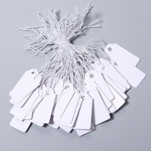 100pcs/lot Jewelry String Cord Price Tags Rectangle White Blank Labels For Jewelry Display Card Packaging Label Hang Paper Tag