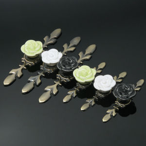 Furniture Ceramic Handle Single-hole Cabinet Drawer Modern Simple Pastoral Black White European Single-hole Round Rose Handle 家具陶瓷拉手 橱柜抽屉单孔 现代简约田园黑白欧式单孔圆玫瑰花把手 FUNIANQI