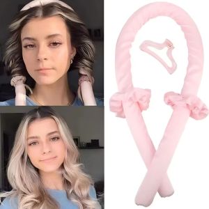 ชุดจัดแต่งทรงผมแบบไม่ใช้ความร้อน 5 ชิ้น สำหรับผู้หญิง - ไม่มีแกนม้วนผมแบบใช้ความร้อนและหวีสำหรับสางผม ชุดทำลอนและผมหยิกแบบไม่ใช้ความร้อนสำหรับกลางคืน พร้อมกระเป๋าเดินทาง