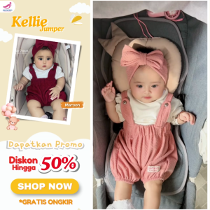 Jumper Bayi Perempuan Set Bando NEWBORN UMUR 0 BULAN - 20 BULAN Baju bayi Newborn / SETELAN LUCU / Zalira Kids Kellie One set Baju kodok bayi lucu