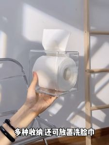 Toilet Roll Holder Storage Organizer Box Holder Transparent Living Washroom Lobby Desktop Bathroom Nordic Café Hotel Restaurant