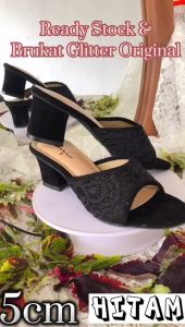 EMYE Sandal Pesta Kondangan Pengantin Wanita Brukat Glitter Hak Tinggi 5cm MALPIGHIA