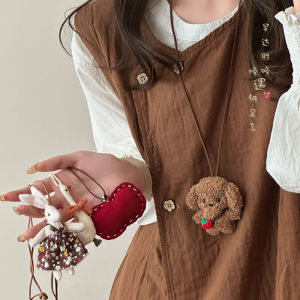 Adorable Cartoon Bear Doll Necklace Womens Vintage Unique Design Sweater Chain Sweet Accessory Fashionable Ethnic Style Jewelry