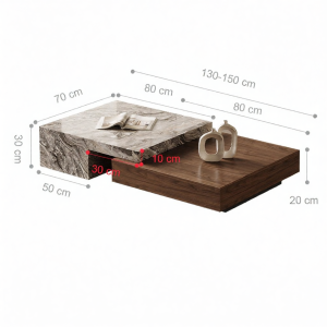 Natural Luxury Extendable Italian Minimalist Storage Tea Table