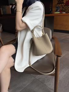 SHUCAI | Genuine Grade Leather Womens Shoulder Crossbody Small Bucket Bags Luxury Designer Brand Ladeis Handbag High Quality Female New