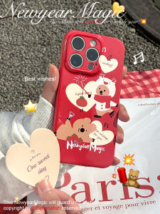 Banana Fish New Year Design Phone Case for iPhone 15 pro Max Apple 14 pro Red Full Cover Filing Matte Soft Shell Couple Shell