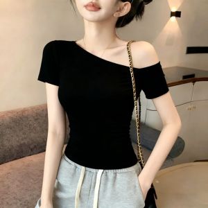 V.C.I | Black Off-Shoulder Short Sleeve T-Shirt