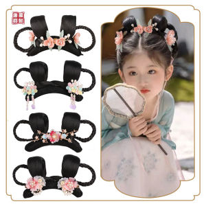 Daily New Childrens Ancient Chinese Costume Wig Girls Hanfu Styling Hair Accessory Set Ancient Style Bun Hair Pack