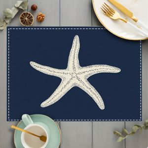 Of 1 Placemats Featuring A Starfish Design Rectangular Shape Machine Washable Ideal for Protecting Tables