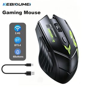 Kebidumei | KEBIDUMEI Dual Mode Gaming Mouse 6 Keys Bluetooth 5.4 2.4G Wireless Mouse Silent Click Ergonomic Mice for Tablet Laptop Desktop