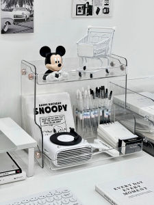 Acrylic Desktop Organizer Box Transparent Office Desk Stationery Miscellaneous Items Hall Shelf Basket Tabletop Sorting Box