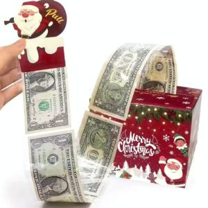 1/2pcs Christmas Money Gift Box 2026 New Year Decoration Surprise Money Pulling Box Xmas Navidad Santa Claus Gift Money Envelope