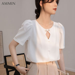 AMMIN Áo Thiết Kế Khoét Lỗ Rộng Và Đa Năng Thời Trang Nữ Mới Mùa Hè Thanh Lịch Áo Cánh Vải Voan Phiên Bản Hàn Quốc