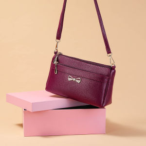 Túi Đeo Chéo Hai Lớp Thời Trang Cho Nữ Túi Đeo Vai Đơn Màu Trơn Họa Tiết Lê Mùa Hè Túi Đeo Chéo Cho Bà Mẹ Túi Xách Bằng Da PU