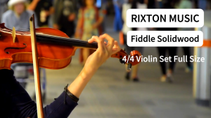 RIXTON 4/4 Full Size Set 4 Solid Wood Fiddle for Adults Beginners Students Kids with Hard Case Violin Bow Extra Strings(Violin 4/4 Full Set)