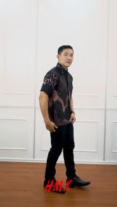 Redlove - Kemeja Pria Lengan Pendek Batik Modern Foil Semi Sulra Print