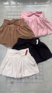 [MỘC SHOP ]Chân váy ngắn Quần Váy 3 Tầng Nhún Lưng Phối Tầng kèm Quần Trong Vải kate lụa Freesize 40-55kg