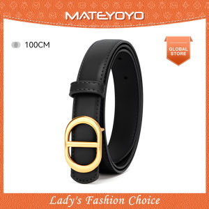 MATEYOYO Women Belts Fashion Leather Belt Elegant Golden Buckle Design Adjustable Girls Ladies Long Straps Waistbands Dress Coat Alloy Buckle Letter Buckle Gold Decorations