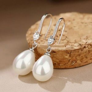 Freshwater Pearl Drop Earrings for Female Simple Water Drop Shape Exquisite High-end Simulation Temperament New