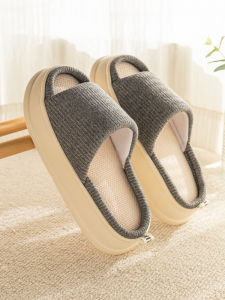 Dép Lười Vải Lanh Dày Thấm Hút Mồ Hôi Chống Trượt Cho Nam Nữ Dùng Trong Nhà Mùa Hè Dép Vải Cotton Pha Lanh Dùng Trong Nhà Thường Ngày