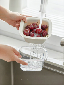 MODERN SWEETHOME | Double Layer Fruit Washing Drainer Home Kitchen New Fruit Drain Basket