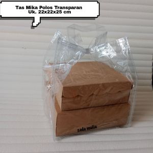 1 pcs Tas Hajatan Mika Transparan Ukuran 22x22x25 cm Tas ulang tahun Souvenir Hampers Tas Box 22x22