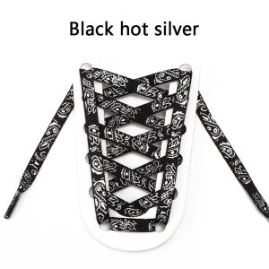 Black and White Flat Printed Shoelaces High-Quality Shoelace for Sneakers and Casual Shoes 1Pair