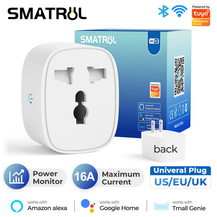 SMATRUL Tuya Wifi Smart Socket Plug Universal Us/Eu/Uk Plugs Outlet ...