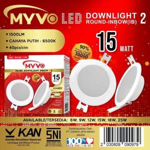 DOWN LIGHT Downlight Inbow 15W BULAT LED PANEL LAMPU LED MYVO Murah