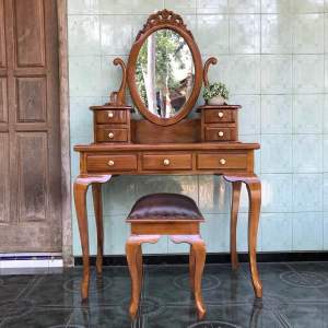 SET MEJA RIAS KARTINI JATI MODEL KLASIK 90x44x158 cm JEPARA FURNITURE