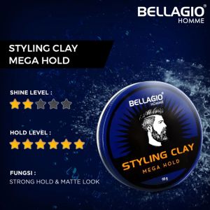 Bellagio Homme Styling  Clay 90gr Mega Hold Dynamic Hold -Clay Rambut Pria Tahan Lama