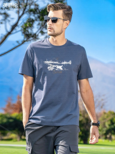 Enjeolon | Sketch Style Port Printing Summer Comfort Cotton Casual T-Shirt