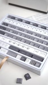 URE Moody Kitten Keycaps Cherry profile Dye-Sub PBT Keycaps Side Print Key Caps for MX Mechanical Keyboard KeyCap Keyboard