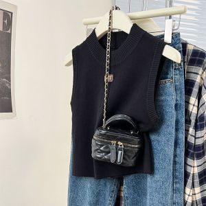 Áo Vest Lụa Băng Cổ Tròn Không Tay Cho Nữ Mùa Hè Mới Nhỏ Gọn Áo Khoác Ngoài Không Tay Áo Thun Không Tay Áo Vest Lụa Băng