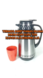 Leoshop888 Termos Air Panas 24Jam Body Stainless Tabung Kaca Delvonta Vacuum Jug  Klasik US 1600ML